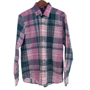 Vineyard Vines Plaid Pink and Green Men's Shirt Size Medium